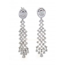 Long Earrings Silver 925 Sterling Dangle Drop Women Zircon Stone Handmade D767